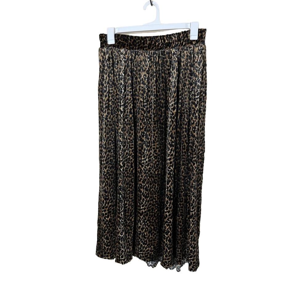 Vintage Stonebridge Skirt Womens Size L Brown Black Leopard Velvet Maxi Pleated